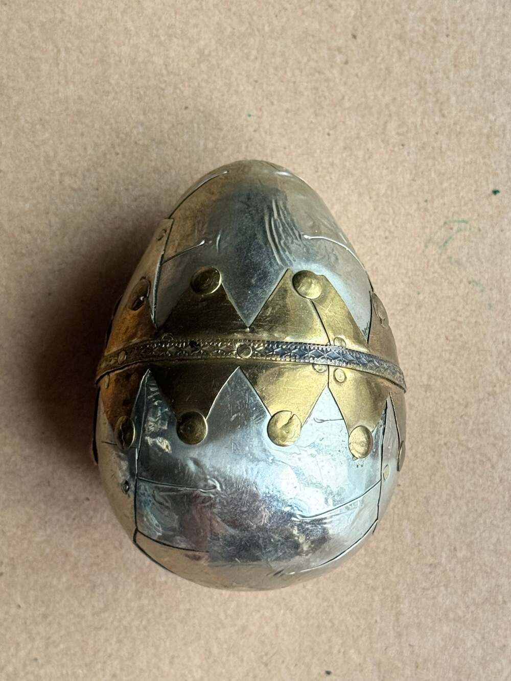 Vintage Decorative Sculptural Metal Egg Handcrafted